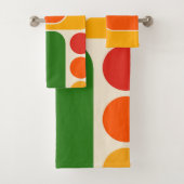 Mod 1970s Retro Style Geometric Design Badhandtuch Set (Insitu)