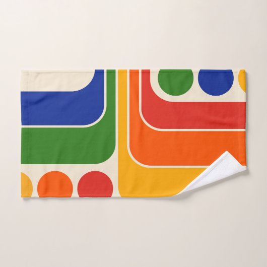 Mod 1970s Retro Style Geometric Design Badhandtuch Set (Handtuch)