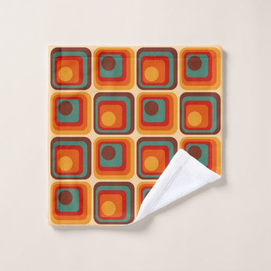 Mod 1970s Retro Style Geometric Design Badhandtuch Set (Waschlappen)