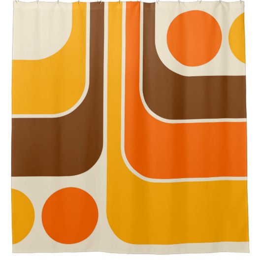 Mod 1970s Retro Style Geometric Design Duschvorhang (Vorderseite)