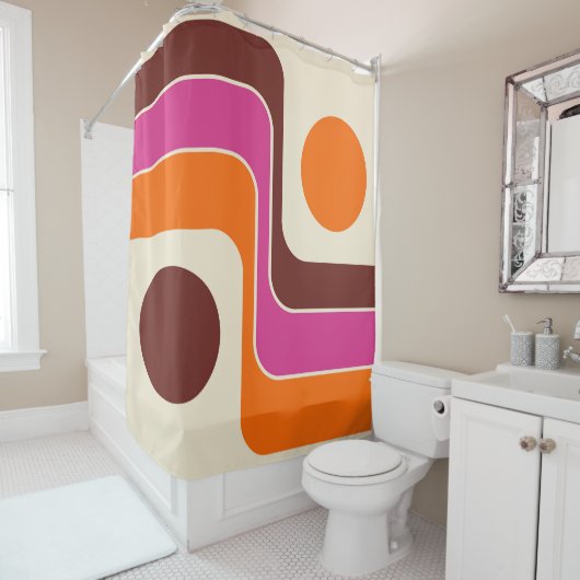 Mod 1970s Retro Style Geometric Design Duschvorhang (Beispiel)