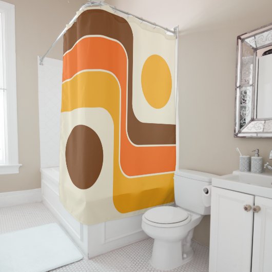 Mod 1970s Retro Style Geometric Design Duschvorhang (Beispiel)