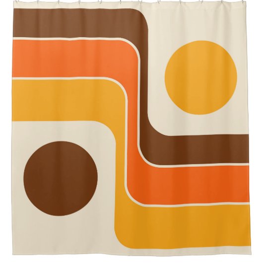 Mod 1970s Retro Style Geometric Design Duschvorhang (Vorderseite)