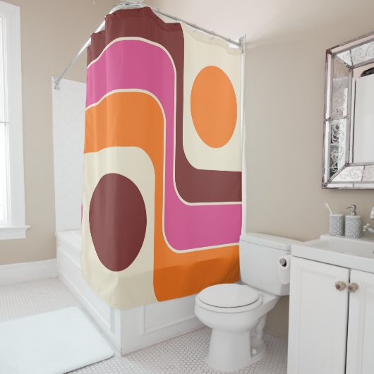 Mod 1970s Retro Style Geometric Design Duschvorhang (Beispiel)