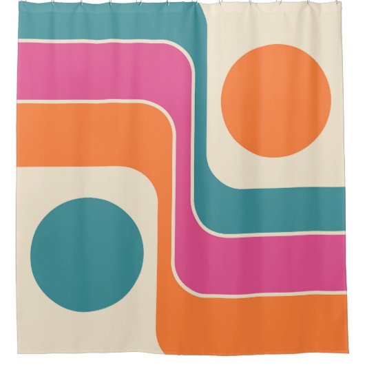 Mod 1970s Retro Style Geometric Design Duschvorhang (Vorderseite)