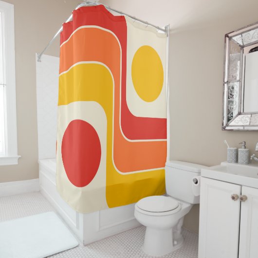 Mod 1970s Retro Style Geometric Design Duschvorhang (Beispiel)