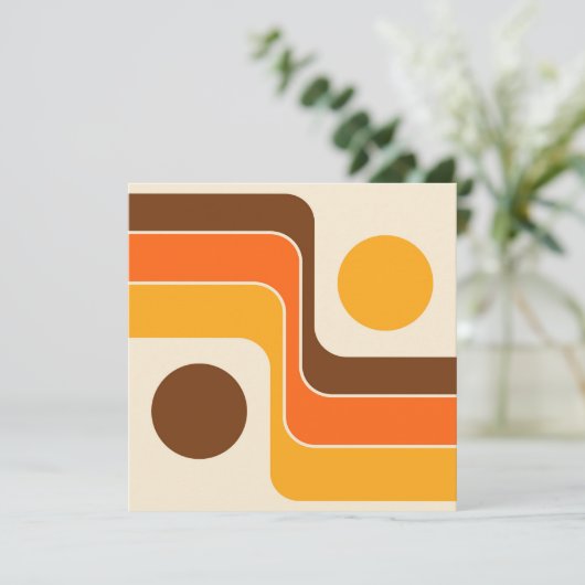 Mod 1970s Retro Style Geometric Design Einladung (Stehend Vorderseite)