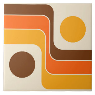 Mod 1970s Retro Style Geometric Design Fliese