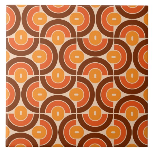 Mod 1970s Retro Style Geometric Design Fliese (Vorderseite)