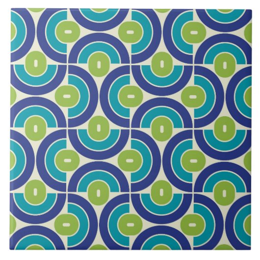 Mod 1970s Retro Style Geometric Design Fliese (Vorderseite)