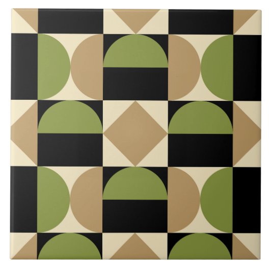 Mod 1970s Retro Style Geometric Design Fliese (Vorderseite)