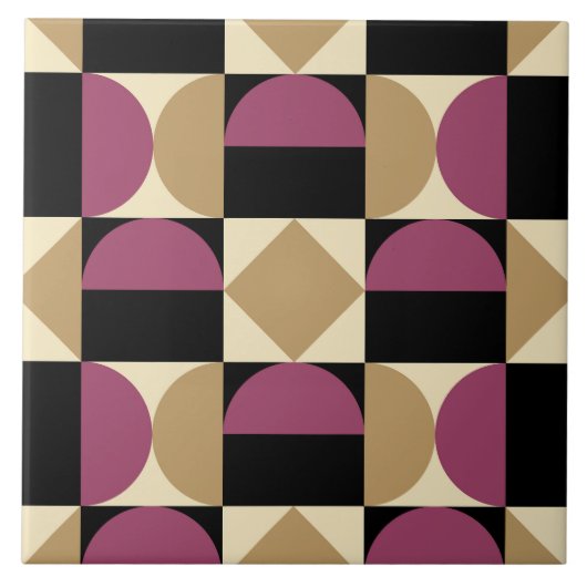 Mod 1970s Retro Style Geometric Design Fliese (Vorderseite)
