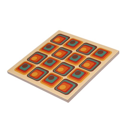 Mod 1970s Retro Style Geometric Design Fliese (Seite)