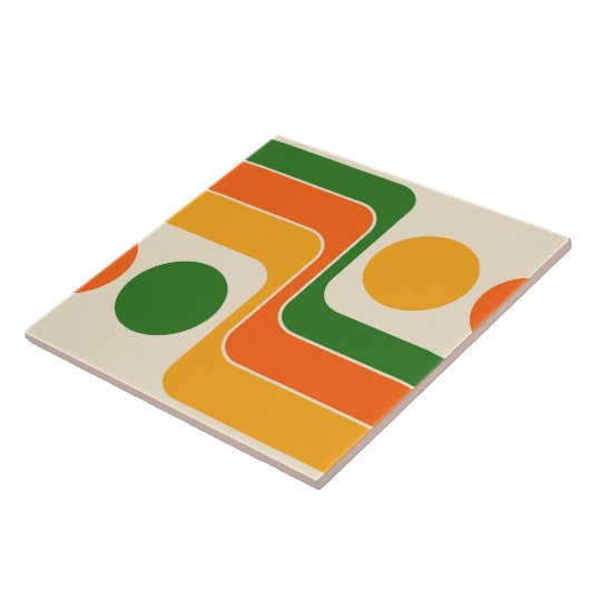 Mod 1970s Retro Style Geometric Design Fliese (Seite)