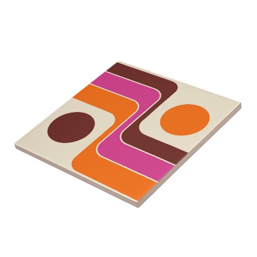 Mod 1970s Retro Style Geometric Design Fliese (Seite)