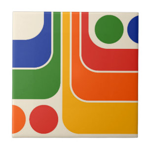 Mod 1970s Retro Style Geometric Design Fliese