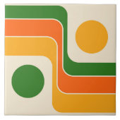 Mod 1970s Retro Style Geometric Design Fliese (Vorderseite)