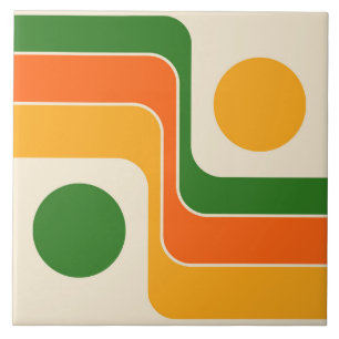 Mod 1970s Retro Style Geometric Design Fliese