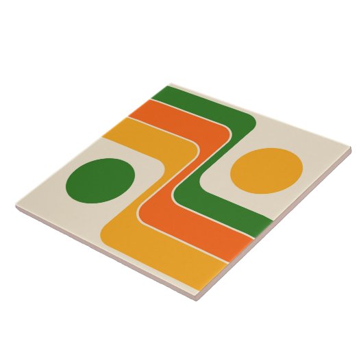 Mod 1970s Retro Style Geometric Design Fliese (Seite)