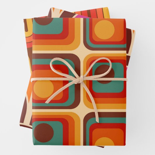 Mod 1970s Retro Style Geometric Design Geschenkpapier Set (Beispiel)