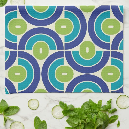 Mod 1970s Retro Style Geometric Design Geschirrtuch (Gefaltet)