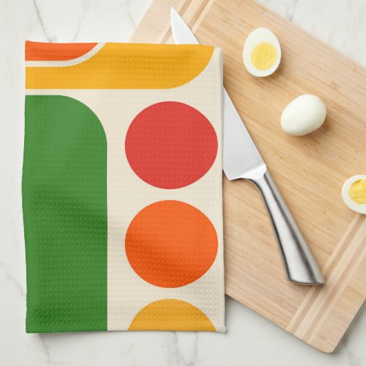 Mod 1970s Retro Style Geometric Design Geschirrtuch (Viertel Falte)