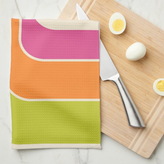 Mod 1970s Retro Style Geometric Design Geschirrtuch (Viertel Falte)