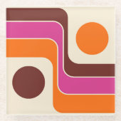 Mod 1970s Retro Style Geometric Design Glasuntersetzer (Vorderseite)