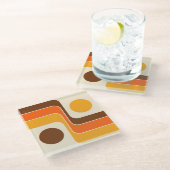 Mod 1970s Retro Style Geometric Design Glasuntersetzer (Schrägansicht)