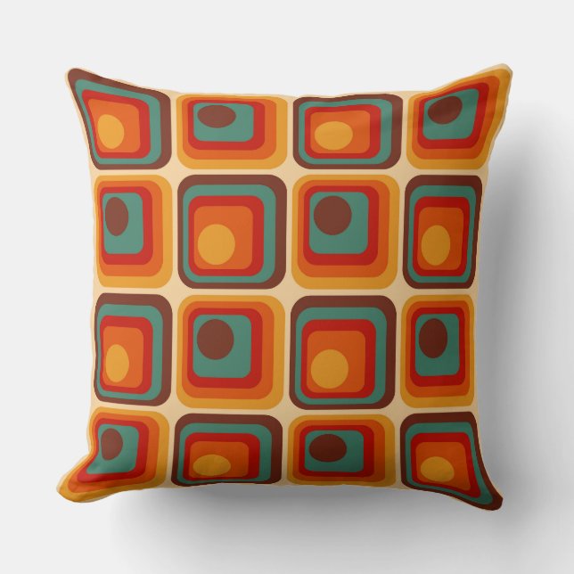 Mod 1970s Retro Style Geometric Design Kissen (Vorderseite)