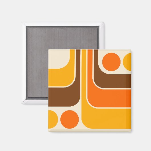 Mod 1970s Retro Style Geometric Design Magnet (Vorderseite/Rückseite)