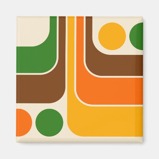 Mod 1970s Retro Style Geometric Design Magnet (Vorne)