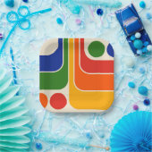 Mod 1970s Retro Style Geometric Design Pappteller (Party)