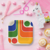 Mod 1970s Retro Style Geometric Design Pappteller (Party)