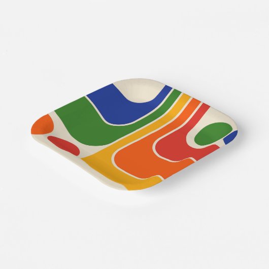 Mod 1970s Retro Style Geometric Design Pappteller (Gewinkelt)