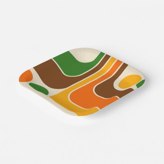 Mod 1970s Retro Style Geometric Design Pappteller (Gewinkelt)
