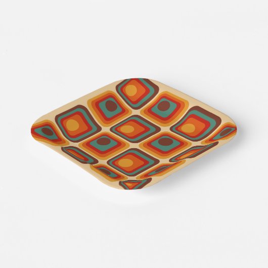 Mod 1970s Retro Style Geometric Design Pappteller (Gewinkelt)
