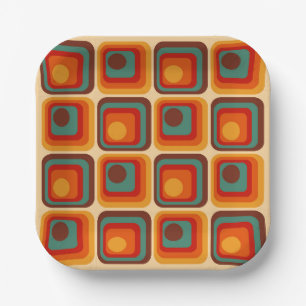 Mod 1970s Retro Style Geometric Design Pappteller