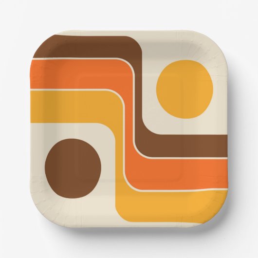 Mod 1970s Retro Style Geometric Design Pappteller (Vorderseite)