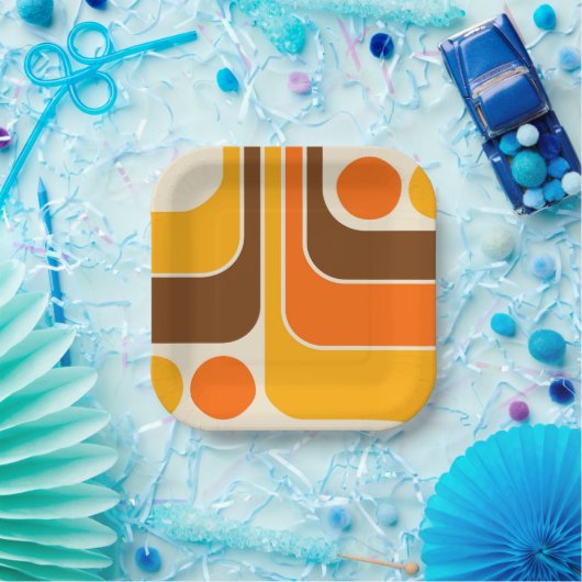 Mod 1970s Retro Style Geometric Design Pappteller (Party)