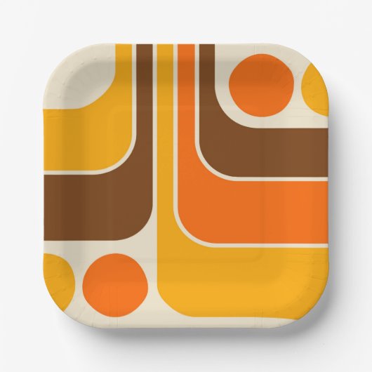 Mod 1970s Retro Style Geometric Design Pappteller (Vorderseite)