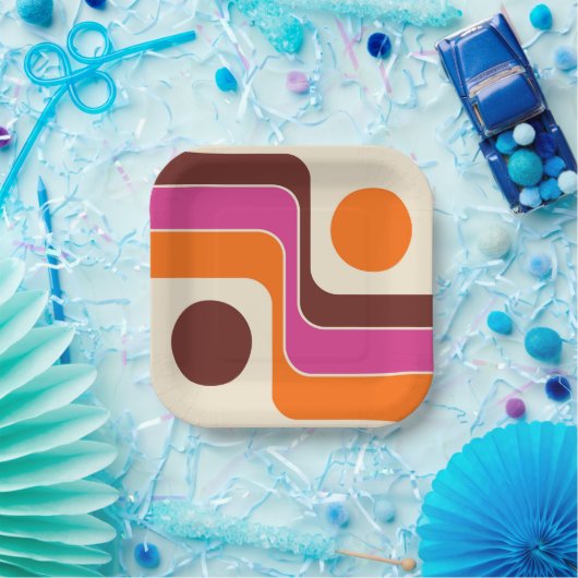Mod 1970s Retro Style Geometric Design Pappteller (Party)