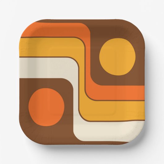 Mod 1970s Retro Style Geometric Design Pappteller (Vorderseite)