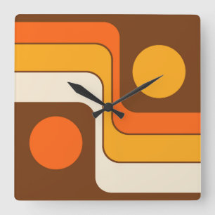 Mod 1970s Retro Style Geometric Design Quadratische Wanduhr