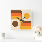 Mod 1970s Retro Style Geometric Design Quadratische Wanduhr (Zuhause)