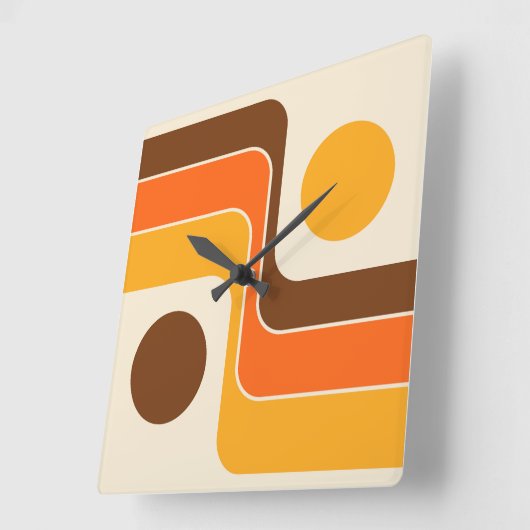 Mod 1970s Retro Style Geometric Design Quadratische Wanduhr (Winkel)