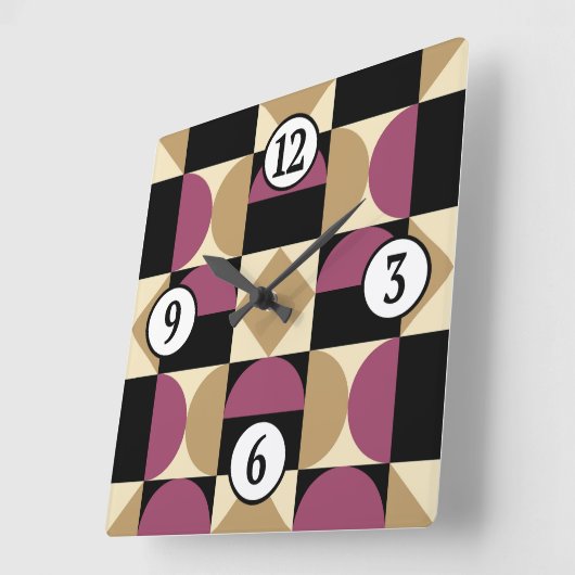 Mod 1970s Retro Style Geometric Design Quadratische Wanduhr (Winkel)