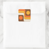 Mod 1970s Retro Style Geometric Design Quadratischer Aufkleber (Tasche)