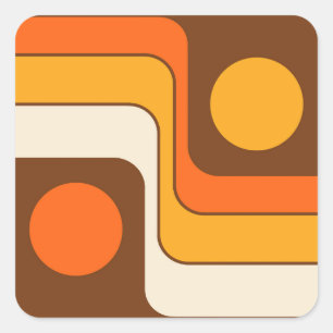 Mod 1970s Retro Style Geometric Design Quadratischer Aufkleber