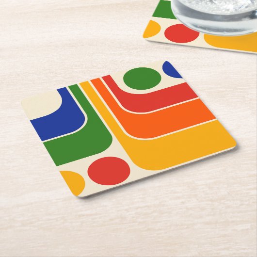 Mod 1970s Retro Style Geometric Design Rechteckiger Pappuntersetzer (angewinkelt)